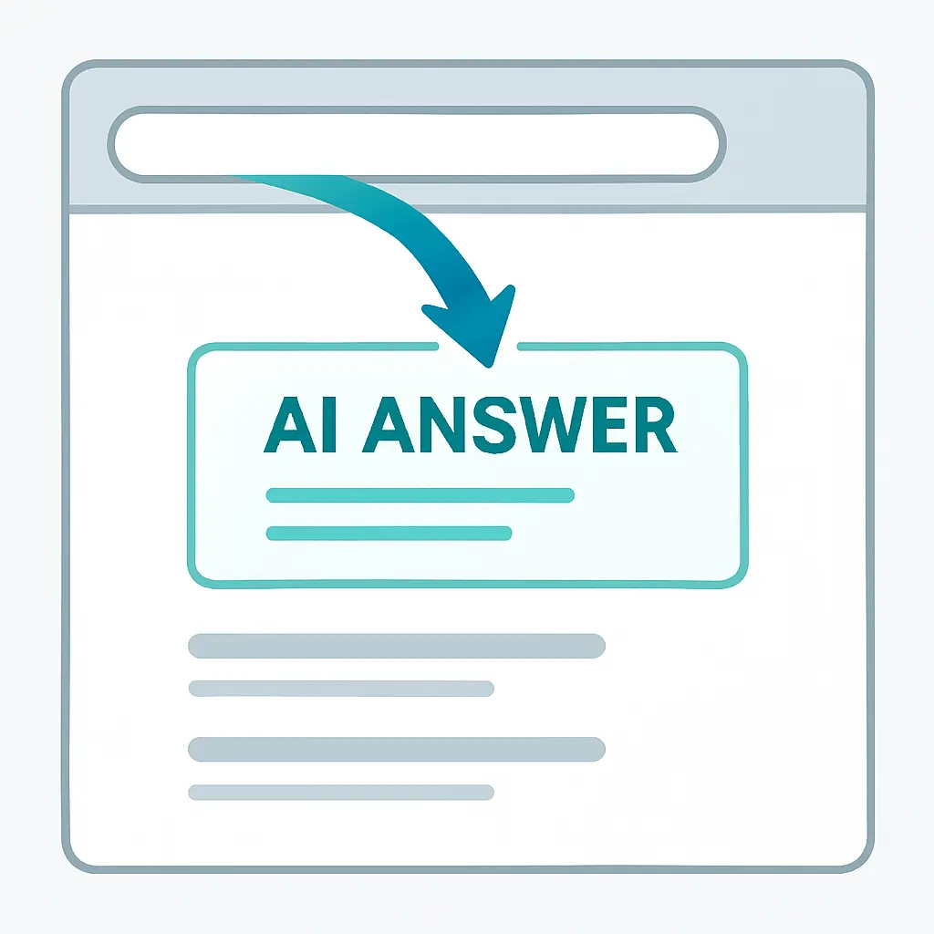 Illustration showing AI Overview above traditional search results